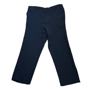 Giorgio Armani 46 IT 12 US Borgo 21 100% Silk Navy Back Zip Straight Leg Pants